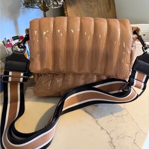 THINK ROYLN Glossy Beige Crossbody Bag